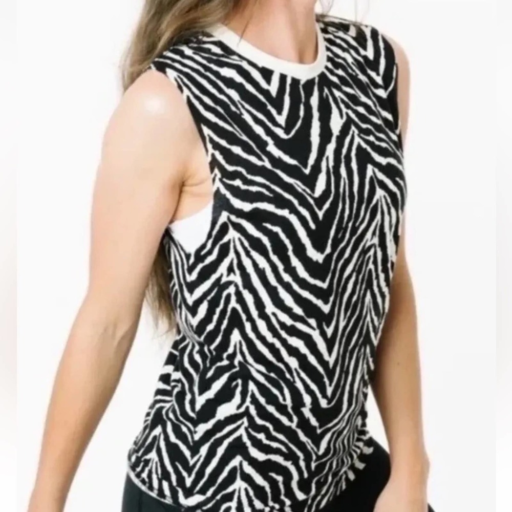 ZYIA Active Womens Safari Tank Top Zebra Print Black White Size XXL